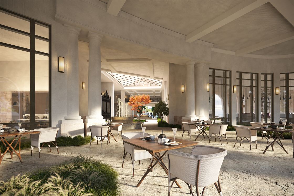 Open-air paseo and landscaped courtyard