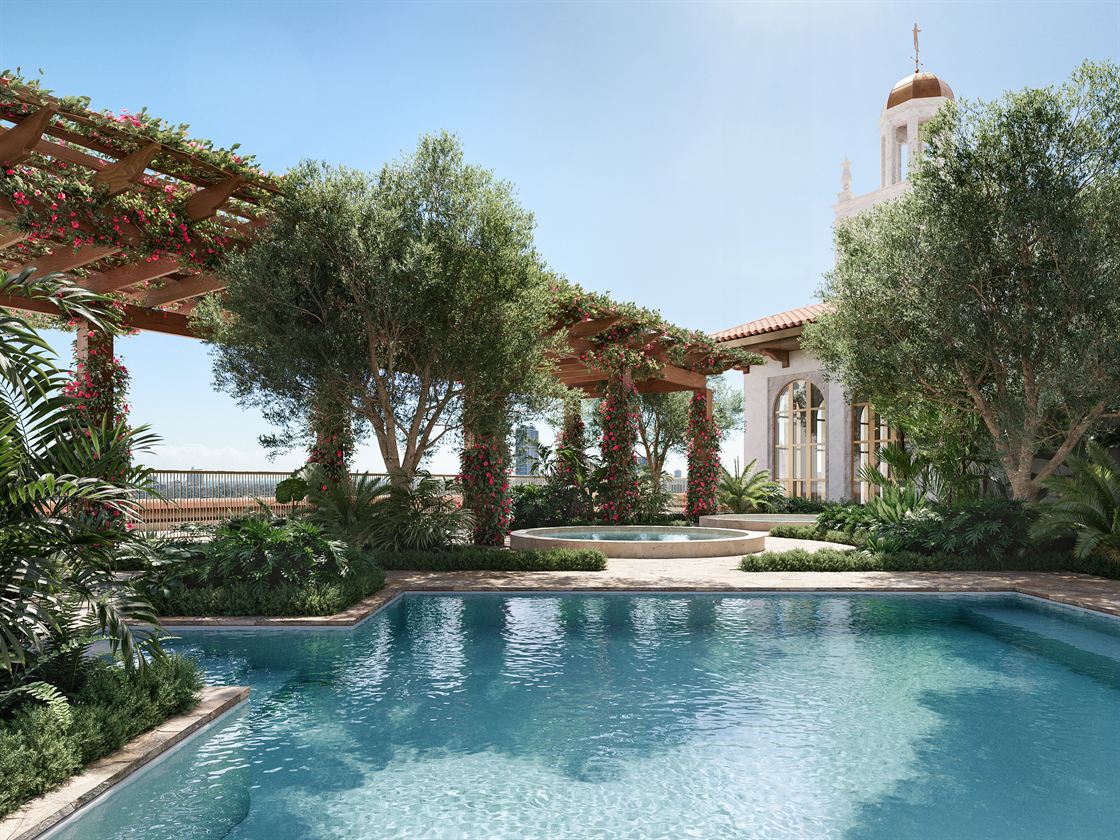 Rooftop lap pool at Ponce Park Coral Gables