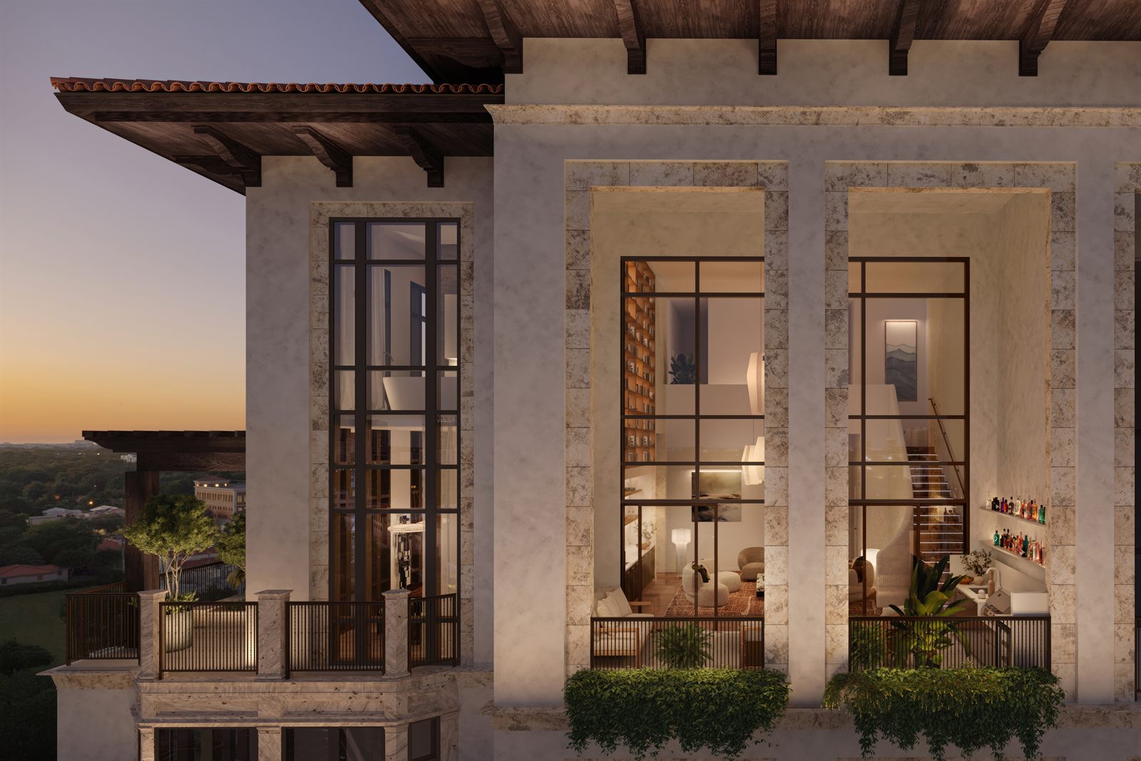 Penthouse terrace and rooftop views at Ponce Park